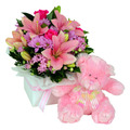 Bouquet with pink teddy bear
