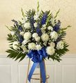 White and blue sympathy standing basket